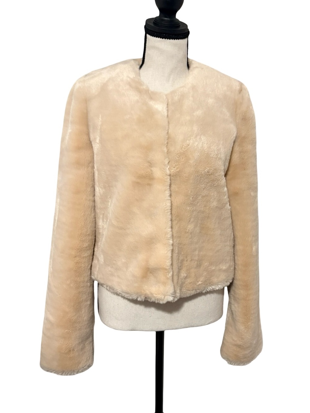 Vintage Y2K Jacob‎ Cream Faux Fur Jacket Quiet Luxury Glam Coat P/S